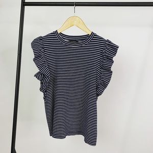 Banana Republic Tops - Banana Republic Navy Striped Ruffle Top Banana Republic Tops - Banana Republic Navy Striped Ruffle Top